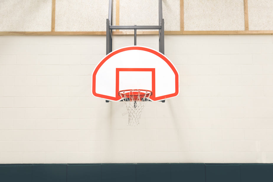 Basketball hoop in a gym