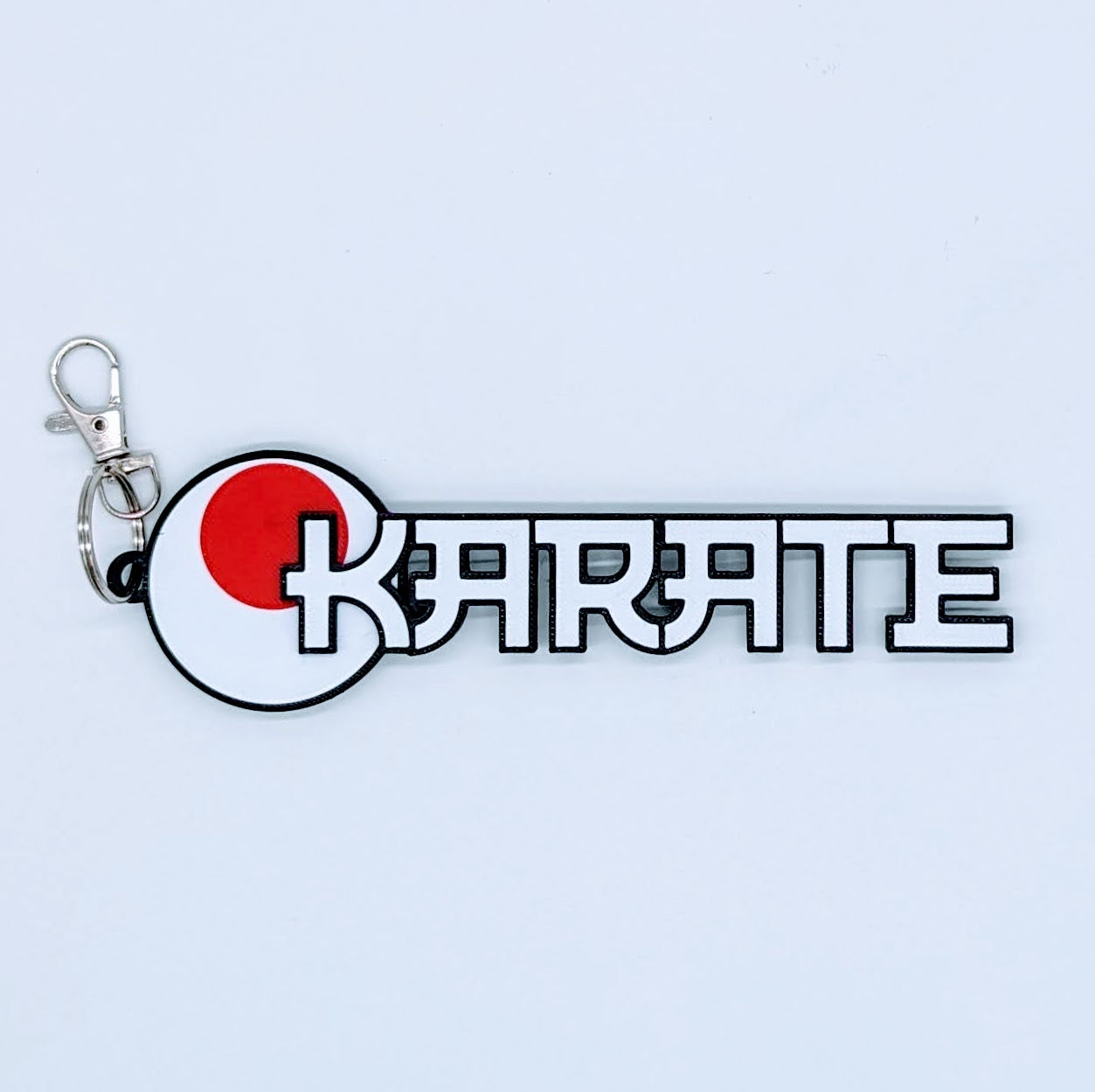 bag tag with karate theme logo red and white