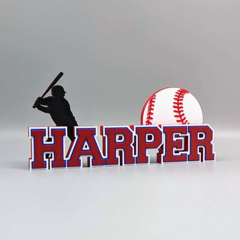 baseball league player gift personalized name 3D